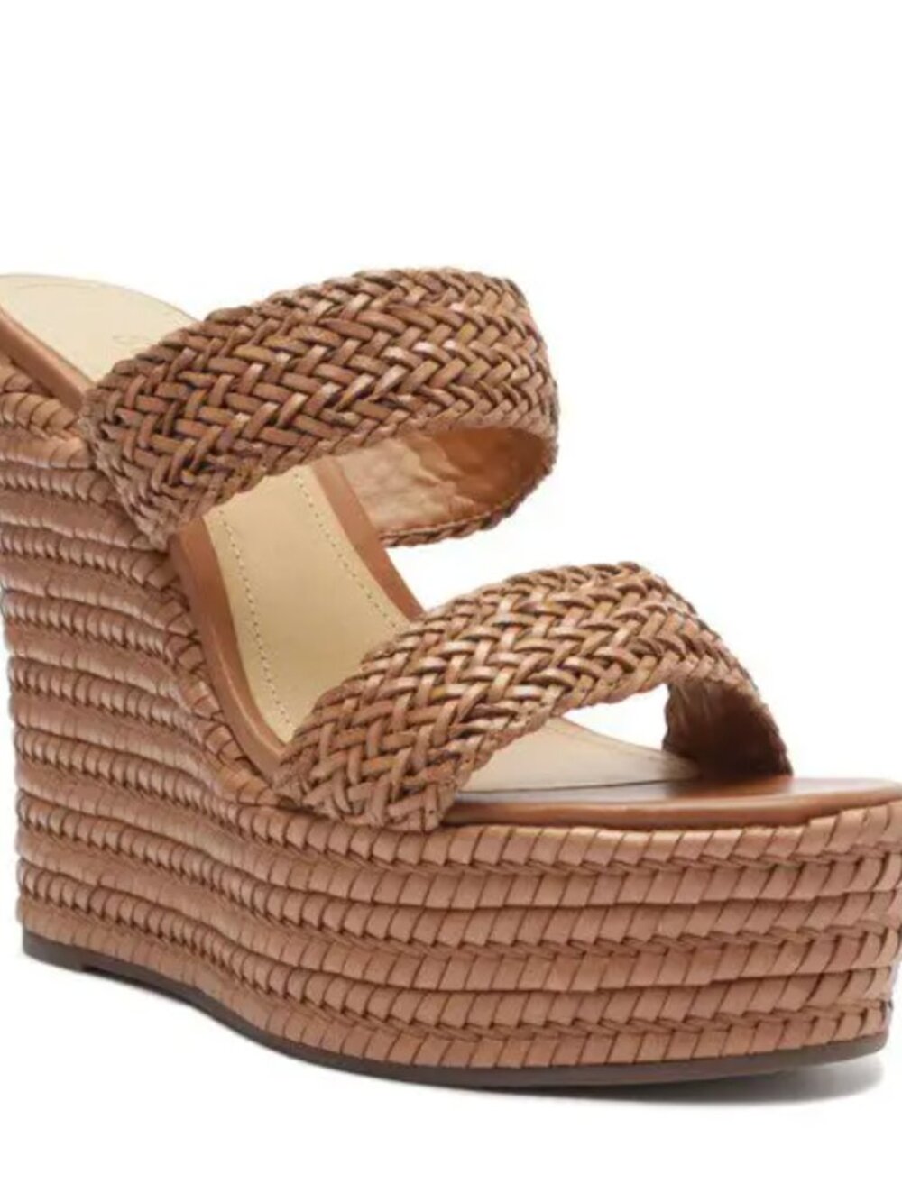Schutz Malini Nappa Leather wedge sandals in brown